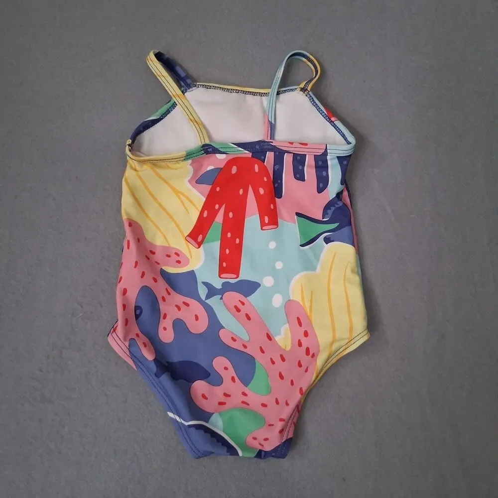 Carters Baby Girl Swimsuit Size 9m Fish Under Sea Bright Colors Pool Party Beach